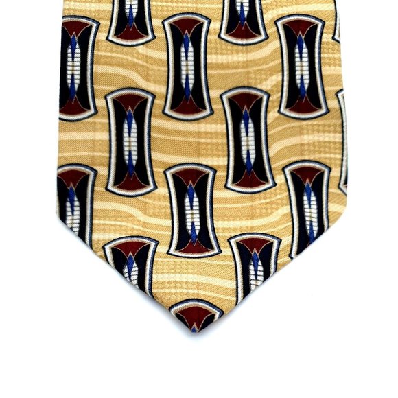 Brandini Mens Dress Tie 100% Imported Silk Business Shirt Accessory Yellow Blue - Picture 2 of 5